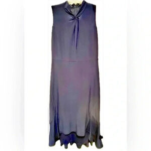 WHBM Womens Sleeveless Midi Dress Poly layered blue twist at chest NEW 6